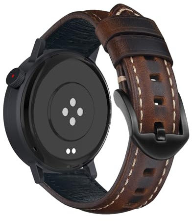 KeeFos 22 mm läderarmband kompatibelt med CMF by Nothing Watch 3 Pro/CMF by Nothing Watch Pro 2, mjukt läderarmband ersättningsarmband för kvinnor och män, 22 mm