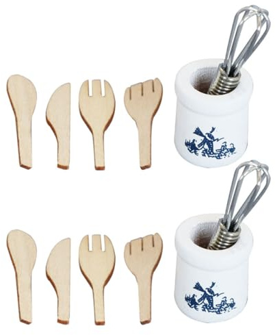 Mikikit 2 Ensembles Kit Ustensiles de Cuisine Miniatures Réalistes pour Maison de Poupée Accessoires et Variés pour Décoration et Jeu Créatif