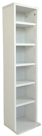 Libreria in legno a 6 ripiani, elegante scaffale per CD, DVD e libri, mobiletto versatile, scaffale in legno per casa e ufficio