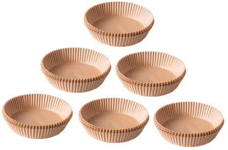 Mikikit Papier Sulfurisé pour Air Fryer Rond, 50 Pièces, Revêtement Antiadhésif en Papier Parchemin pour Cuisson et Cuisson Four, Compatible Panier Vapeur et Tapis Barbecue
