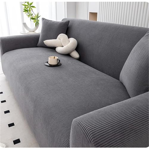 NEPHRA Sofa Sofabezug Hochelastisch, wasserdichter und Rutschfester Cord Bezug mit Möbelschutz für Wohnzimmer mit Haustieren, weich und waschbar(Dark Gray,305-360 cm)