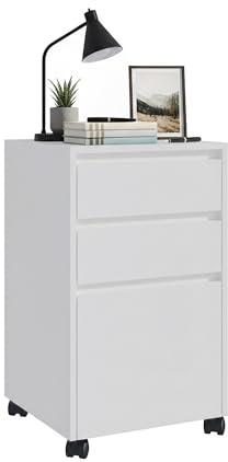 Relaxdays Rollcontainer, 3 Schubladen, Hängeregister, HxBxT: 70 x 40 x 40 cm, Aktenschrank auf Rollen, Farbwahl | HxBxT: 70 x 40 x 40 cm, Aktenschrank auf Rollen, Rollschrank