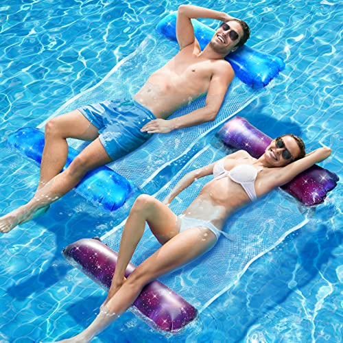 Dusor 2 Pack Pool Inflatables, XL Inflatable Pool Toys Water Hammock | 4 In 1 Pool Floats Hammock, Swimming Pool Toys Inflatable Pool Chair, Pool Inflatables for Adults Kids