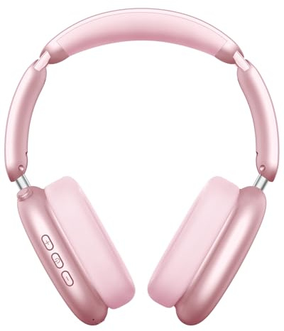 Wentronic Y02 Active Noise Cancelling Headphones,60H Battery,5 EQ Music Modes,Hi-Res Audio,Deep Bass,Foldable Wireless Over Ear Bluetooth 5.4 Headset,Breathable Leather Earpads (Pink)