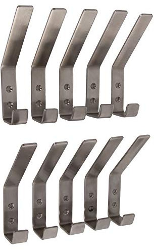 Gedotec Moderno Ganchos Sandra Gancho de Acero Inoxidable Gancho para Abrigo | Acero Inoxidable Cepillado Mate | 52 X 19mm | Acero Inoxidable Gancho de Acero Inoxidable V2A | Incl. Material