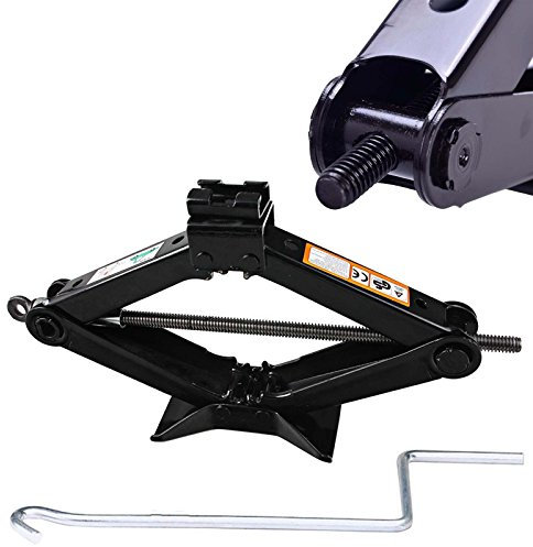 Rostfrei 2 Tonne Scherenwagenheber, mit Kurbel Speed Griff schwarz Reserverad Tool Kit für Vans Cars – von 90 mm bis 360 mm Höhe