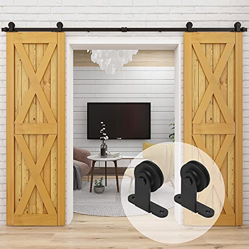 228cm/7.5FT Schiebetürsystem Schiebetürbeschlag Laufschiene Schiebetür Montage-Set für Doppeltür-Sliding Barn Door Hardware Kit