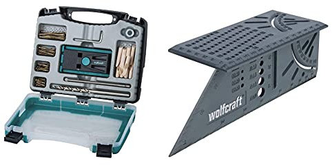 Wolfcraft 4642000 - Set Undercover Jig per fissaggio con viti, Nero/Verde & 5208000 5208000-Squadra Tridimensionale, 212x62x74mm, 0 W, 0 V, 212 x 62 x 74 mm