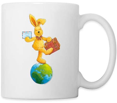 Spreadshirt Felix der Hase Weltenbummler Tasse, One size, Weiß
