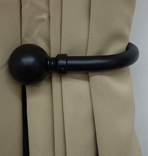 Home Harmony Decorative Curtain Holdbacks Wall Mounted Curtain Tie Backs Pack of 2 Availablie in Black or Silver (Black, Plain Ball)