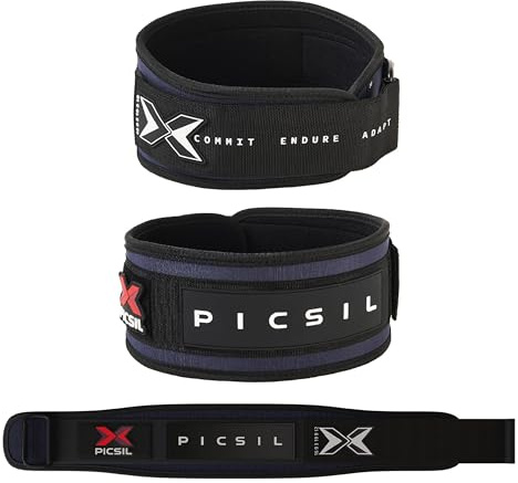 PicSil Ländryggsbälte för Tyngdlyftning, Perfekt för Knäböj, Dödvikt, Steg, Anpassningsbart Bälte med Patchutrymme (Blü, XL)