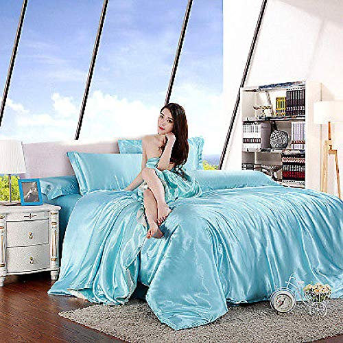 Geekcook Parrure lit 220x240,100% Pur Satin de Soie Ensemble de literie Textile à la Maison Complet/Queen/King Size Drap de lit-6_Roi