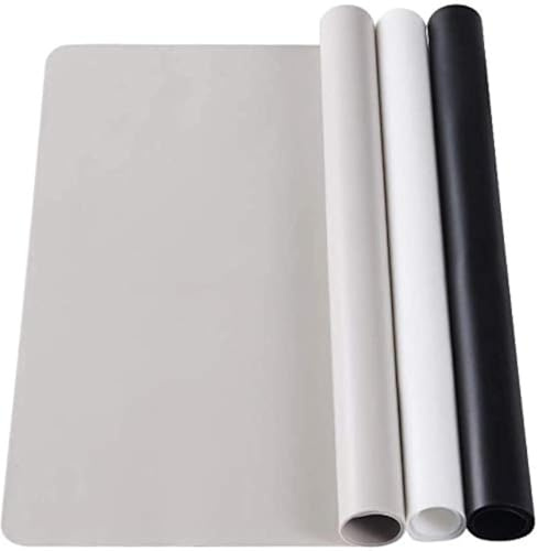 3 Pack Silicone Sheets 15.7x11.8in for Crafts Resin Mat | Multi-Purpose Food Grade Placemat for Liquid, Jewelry Casting Molds (Blk/Gry/Beige)