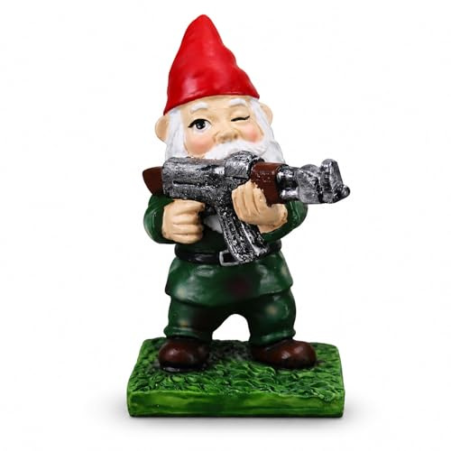 Military Garden Gnomes with Guns Funny Army Gnomes Outdoor Statues Naughty Desktop Indoor Outdoor Lawn Yard Decorations (F)