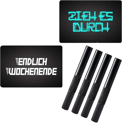 M&M Smartek Alu Röhrchen & „ENDLICH Wochenende & „ZIEH ES DURCH“ Karten Snuff Snorter Sniffer Snuffer für Schnupfset für Schnupftabak (Version5)