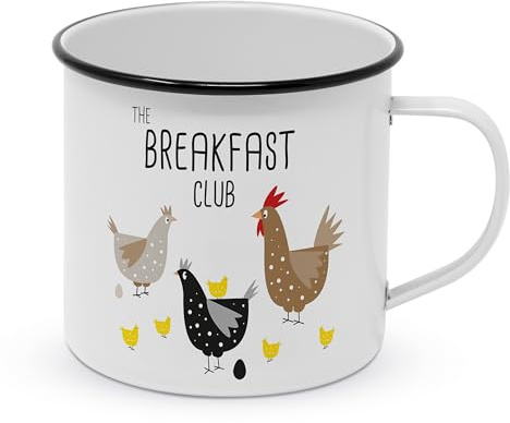 PPD Kaffeetasse Breakfast Club 450ml Teetasse Emaille Kaffeebecher Cappuccinotasse Emaille-Tasse Kaffee-Tasse Tee-Tasse Henkeltasse Cappuccino-Tasse Henkel-Tasse