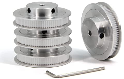 Yeebyee 2GT remskiva 80 tänder 5 mm borrning 80T synkron remskiva kuggrem aluminiumhjul för bredd 6 mm 3D-skrivardelar, 4 st/parti (storlek: 80T-5 mm borrning)