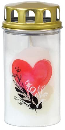 Vela para tumba eterna pequeña con tapa de magnolia, diseño de corazón de acuarela Jeka