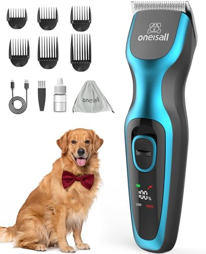 oneisall Dog Clippers Professional for Thick Hair, Heavy-Duty Grooming Kits with Detachable Metal Blade, Cordless Pet Shaver for Cockapoo Poodles