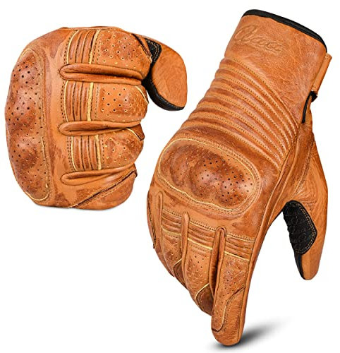 aaasportx Motorrad Handschuhe Herr Leder mit Touchscreen Funktion - Protektoren Motorradhandschuhe Herren & Damen für Sommer – vollfinger Leder Handschuhe mit rutschfesten Pads schwarz (XXL)