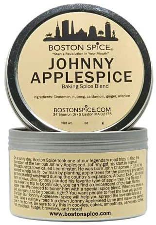 Boston Spice Johnny Applespice Appleseed Baking Spice Blend Add To Apple Pies Cakes Fudge Cupcakes Desserts Pumpkin Pie Pastry Brownies Cookies Pancakes French Toast 1 Cup Tin wt. 3.9oz/110g