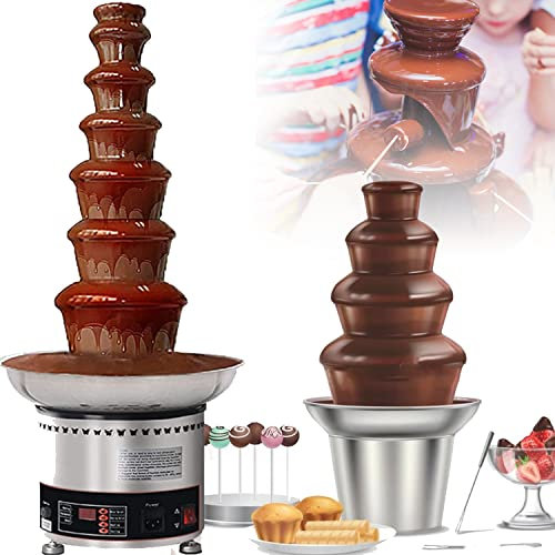 GBHJJ Catering Fuente de Chocolate eléctrica, Fuente de Chocolate de 4/5/6/7 Pisos - 300W, Torre de Acero Inoxidable de Altura, Capacidad 3Kg, Apta para Lavavajillas,7Tier