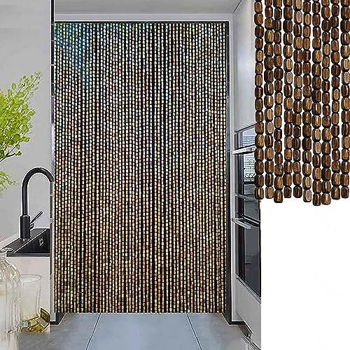 Tende Di Perline Per Porte,60/70/80/90/100/110/120/130/140 Fili Tenda Con Perline in Legno Naturale e Bambù,Pannello Di Tenda Antimosche,Divisorio Appeso Tende Di Perline,W×H-100strands(100×240cm)