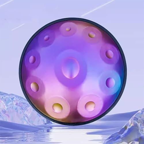 432 Hz Handpan-Trommel 10 Noten 22 Zoll „Purple Performer“ in D-Kurd-Moll mit Handpan-Ständer, Handpan-Koffer, Langlebigen Schlägeln Und Staubfreiem Tuch