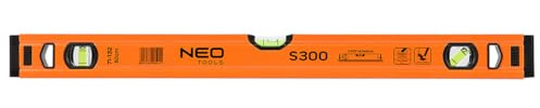 NEO TOOLS Aluminium-Wasserwaage gesicherte Libelle, m Genauigkeit | Wasserwaage Aluminium | 0,5 mm/m Genauigkeit, hoch präzise geschliffen | Wasserwaage mit 3 Blase | 40-180 cm
