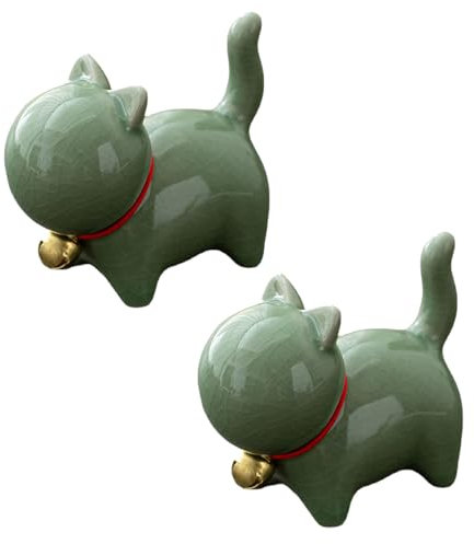 VONCYKI Katzenfigur, Tier, handgefertigt, Skulptur, Ornament, Keramik-Ornament, Porzellan, Kunst, Desktop-Dekoration, geeignet für Hochzeiten, Partys (a)
