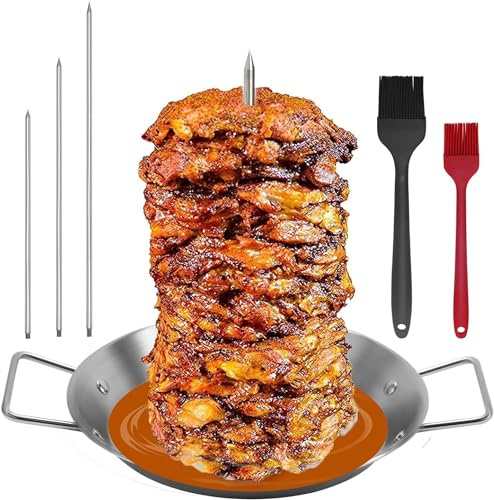 Poêle gyroscopique avec brochette, plaque de cuisson gyroscopique, poêle à brochettes verticales pour four, rôtissoire verticale, poêle à poulet Shawarma pour four