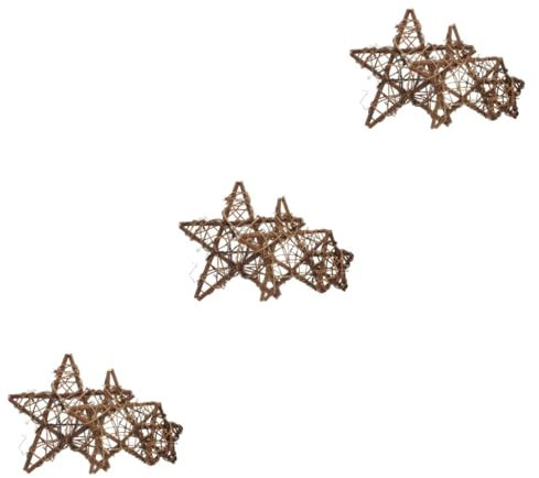 RORPOIR 3sets Diy Rattan Wreath Twigs Star Shaped Twine Wreath for Crafts Randeer Shape Rings 3pcs*3