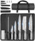 MOSFiATA Chef Knife Set, 10PCS Portable Sharp Kitchen Knife Set, High Carbon Japanese Stainless Steel Professional Chef Knives Set with Knife Roll Bag Knife Sharpener for Outdoor Travel Camping BBQ
