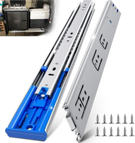 TP-LAIE 90KG Load Capacity Heavy Duty Soft Close Drawer Runners Drawer Slides,550 mm Full Extension Ball Bearing Metal Side Mount Rails Track Glides(1 Pair-22 inch/550 mm,with M4 Screws)