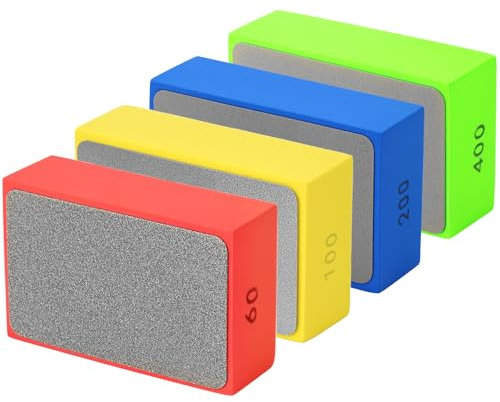 QWORK® 4 Piezas almohadillas pulido manual, tamaños de grano 60#, 100#, 200#, 400#, para azulejos, granito, mármol y cerámica