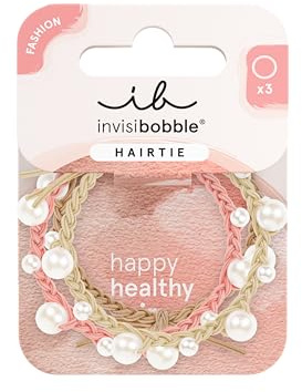invisibobble – HAIR tie Princess Pearl – uppsättning av 3 spiralhårband med pärlor för eleganta frisyrer – hårsnoddar för kvinnor och flickor – trendigt utseende, säkert grepp, friskt hår