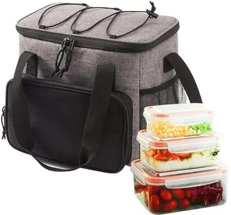 Morbido contenitore per il pranzo per adulti, leggero, spazioso contenitore per alimenti con design divisorio, grande contenitore termico per il pranzo per la spesa e il campeggio, 30 x 19 x 40 cm