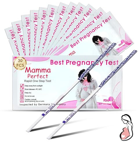 30 Pezzi Test di Gravidanza Precoce,Pregnancy Test Rapid,Ultra Sensibile Test Gravidanza 10mIU/ml,Test di gravidanza,Affidabile veloce per il rilevamento della gravidanza