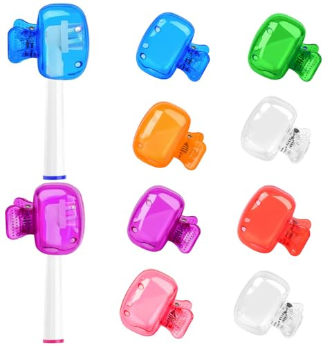 PKRFCJ Lot de 8 capuchons de brosse à dents électrique portable en plastique à clipser pour la maison, les voyages, le camping, la salle de bain, l'école (plusieurs couleurs)