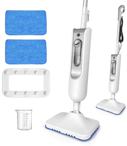 WuDLi Balai Vapeur, aspirateur Eau et poussière, Nettoyeur Vapeur portatif, réservoir d'eau de 400 ML, Chauffe en 20 Secondes, pour sols, Tapis et fenêtres