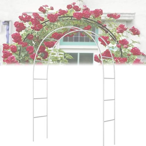 Arche de mariage en métal robuste - Grand treillis en fer - Arche de jardin pour fleurs - Support floral décoratif pour fête de mariage - Décoration de jardin en plein air - Noir, blanc, vert