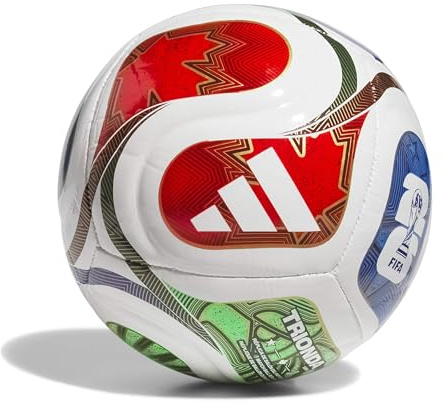 adidas Unisex-Adult World Cup Mini+ Soccer Ball, White/Team Royal Blue/Solar Blue/Power Red, Size 1.5 kids