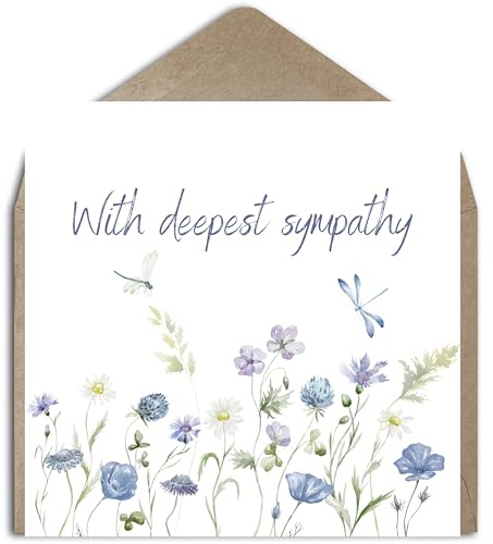 Sympathy Greeting Card – Delicate Flowers Condolence Bereavement Comfort Message