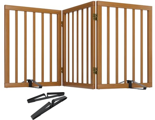 Morwdxef Hundegitter für den Innenbereich 60 cm hoch freistehend Treppengitter für Hunde 3-teilig faltbar Haustiergitter für Innen, Treppen, Türen und Flure