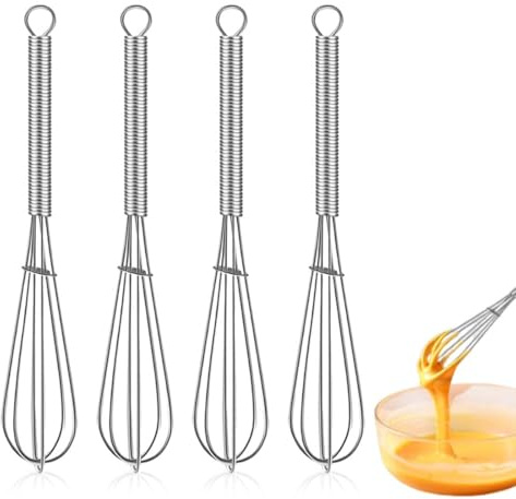 4 Pezzi Mini Frustino in Acciaio Inox, Frusta da Cucina, Frustino Cucina Sbattitore Manuale Uova, Agitatore di uova professionale per cucina o ristorante
