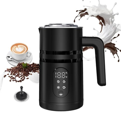 Milk Frother Electric 4-in-1, Automatic Milk Frothers and Milk Steamer Hot & Cold Foam Maker, with Temperature Display, 350ml Detachable Milk Frother for Coffee, Latte, Cappuccino, Hot Chocolate