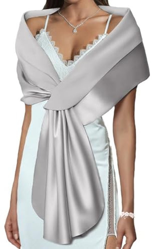 NRVTRE Damen Satin Stola Festlich Elegante Hochzeit Schals Stola für Abendkleider Brautkleider