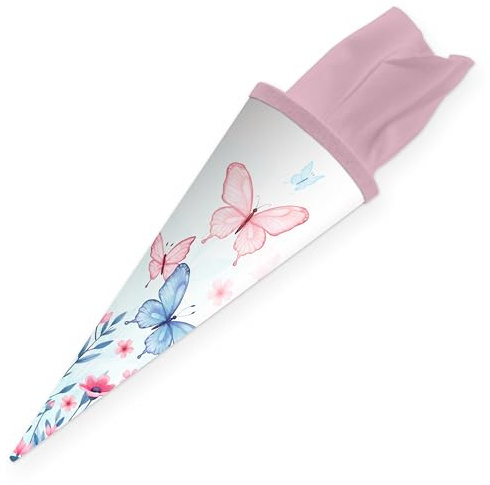 itenga Cornet surprise 35 cm pour fille - Petit sac d'école pour frères et sœurs - Avec fermeture en feutre - Licorne, sirène, arc-en-ciel, cheval, papillon - Mini sac à sucre de rentrée des classes