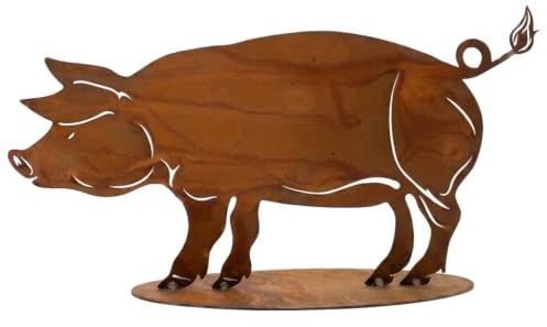 Rostikal Gartenfigur Schwein aus Edelrost | Metall Deko für Garten & Hof | Handgemachtes Rost Schwein aus Cortenstahl – fertig gerostet, wetterfest, kompakte 32 cm für drinnen und draußen