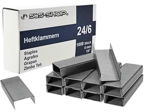 5000 Heftklammern 24/6 | 5 Pakete a 1.000 | extra stark | für Bürotacker, Schule und Zuhause | Standard-Tackerklammern | Tackernadeln | Heftklammern | verzinkt | Handtacker | Bürobedarf